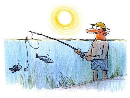 Ловля рыбы в летнюю жару.